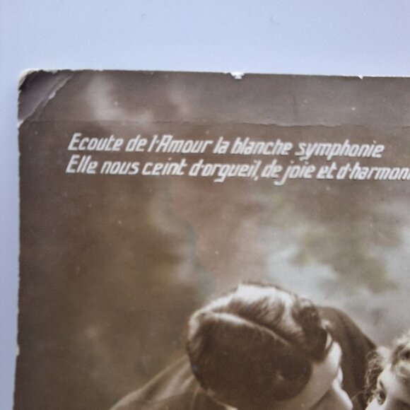 Antique French Lovers Postcard Romantic Scene Listen To Love Poem 1885 Elegant - Picture 3 of 8